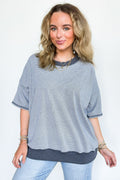 Navy / SM Cerise Striped Relaxed Fit Top - Madison and Mallory