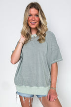 Sage / SM Cerise Striped Relaxed Fit Top - Madison and Mallory