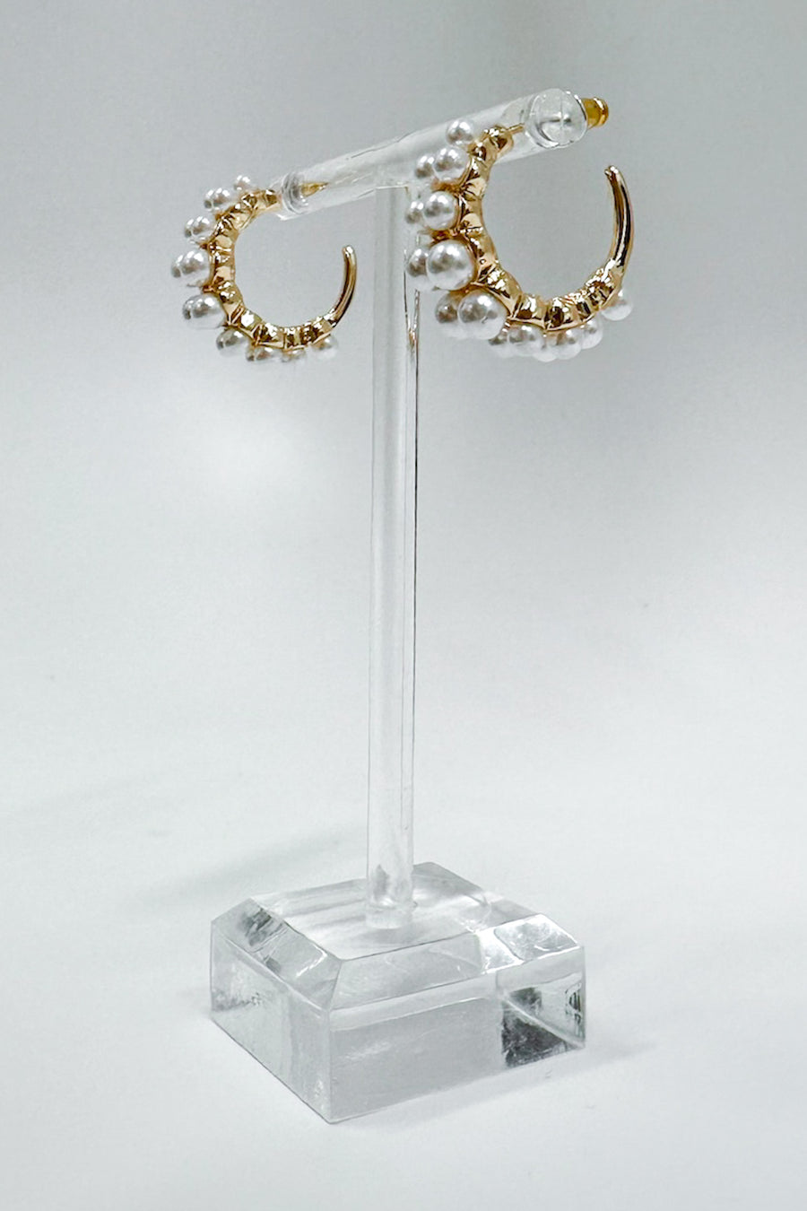 Gold Certain Sophistication Double Pearl Hoop Earrings - Madison and Mallory
