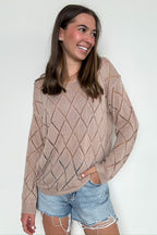 Chai Latte Club Eyelet Knit Sweater - FINAL SALE - Madison and Mallory