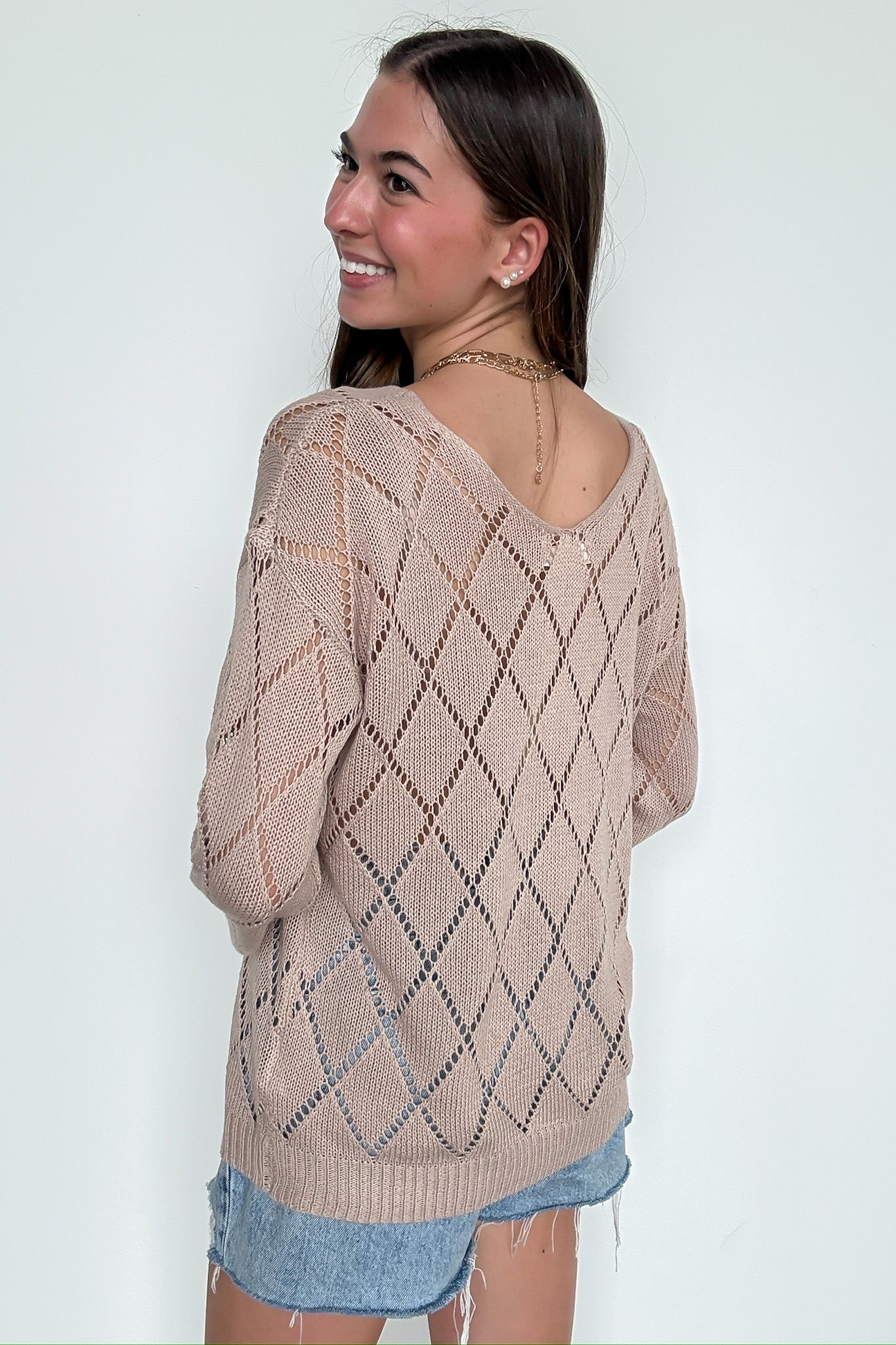 Chai Latte Club Eyelet Knit Sweater - FINAL SALE - Madison and Mallory