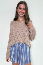 Chai Latte Club Eyelet Knit Sweater - FINAL SALE - Madison and Mallory