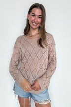 Chai Latte Club Eyelet Knit Sweater - FINAL SALE - Madison and Mallory