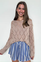 Apricot / S Chai Latte Club Eyelet Knit Sweater - FINAL SALE - Madison and Mallory