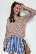 Chai Latte Club Eyelet Knit Sweater - FINAL SALE - Madison and Mallory