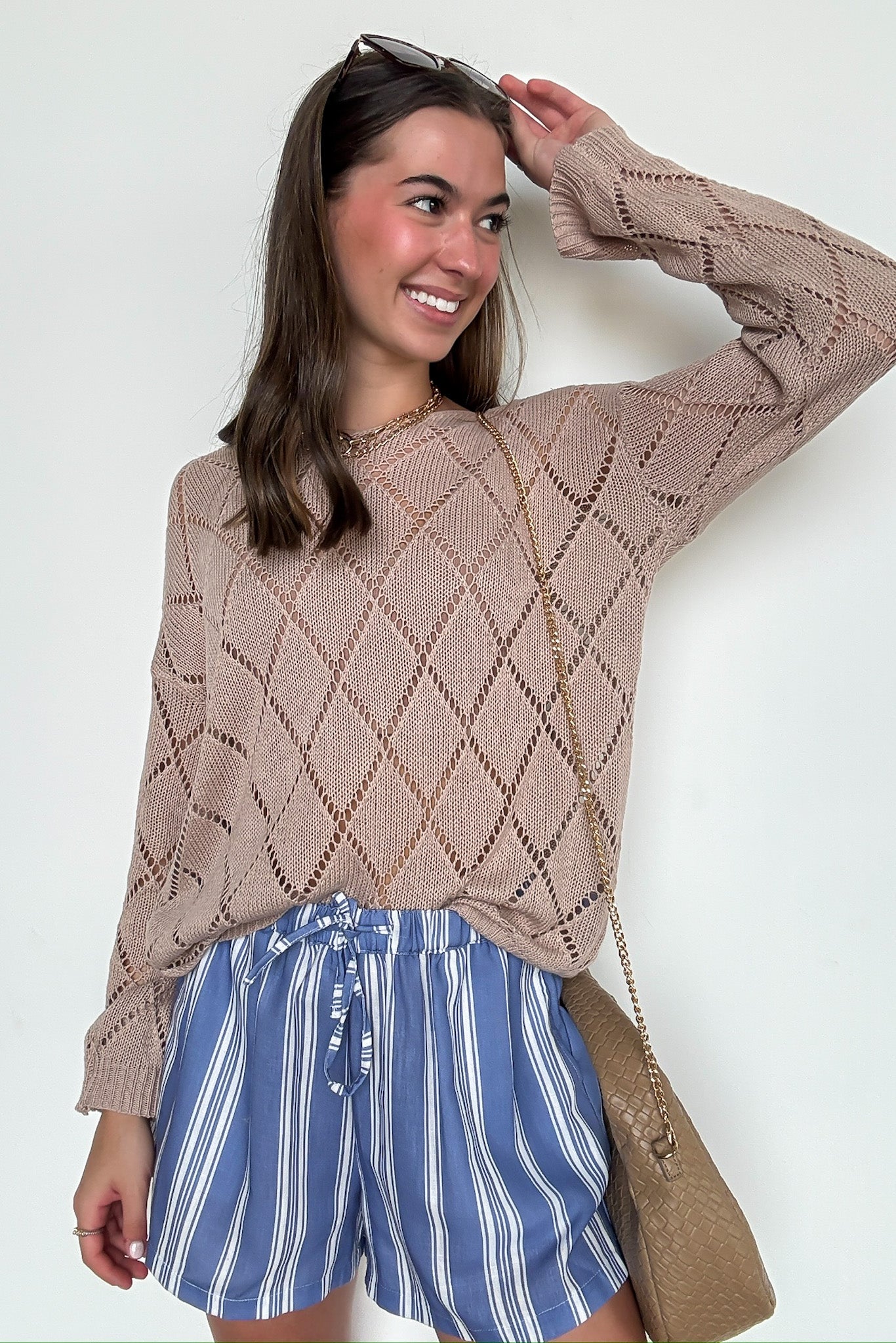 Chai Latte Club Eyelet Knit Sweater - FINAL SALE - Madison and Mallory
