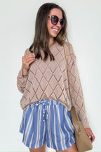 Chai Latte Club Eyelet Knit Sweater - FINAL SALE - Madison and Mallory