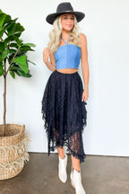  Chantelle Contrast Denim Halter Top - FINAL SALE - Madison and Mallory