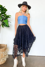  Chantelle Contrast Denim Halter Top - FINAL SALE - Madison and Mallory