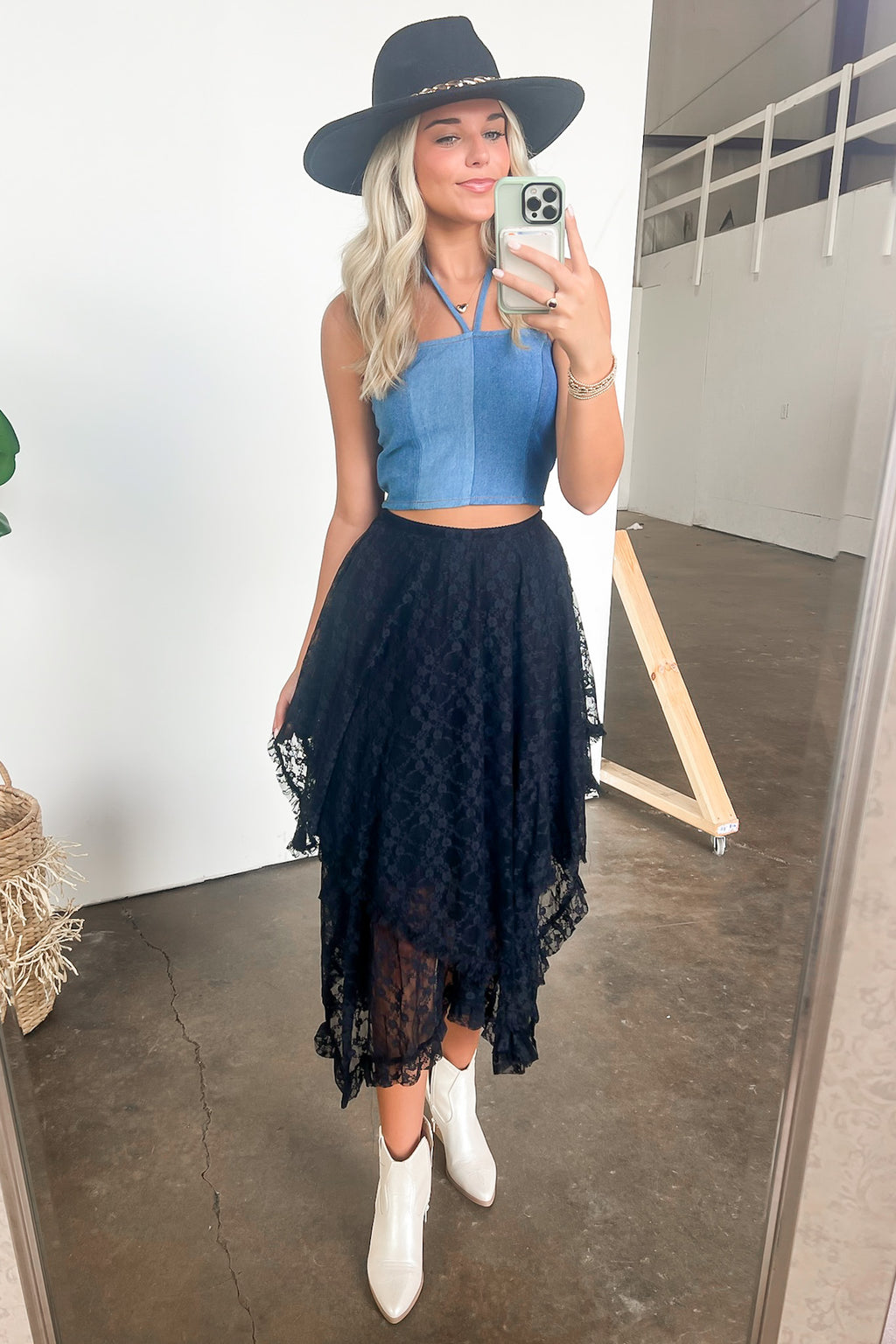  Chantelle Contrast Denim Halter Top - FINAL SALE - Madison and Mallory