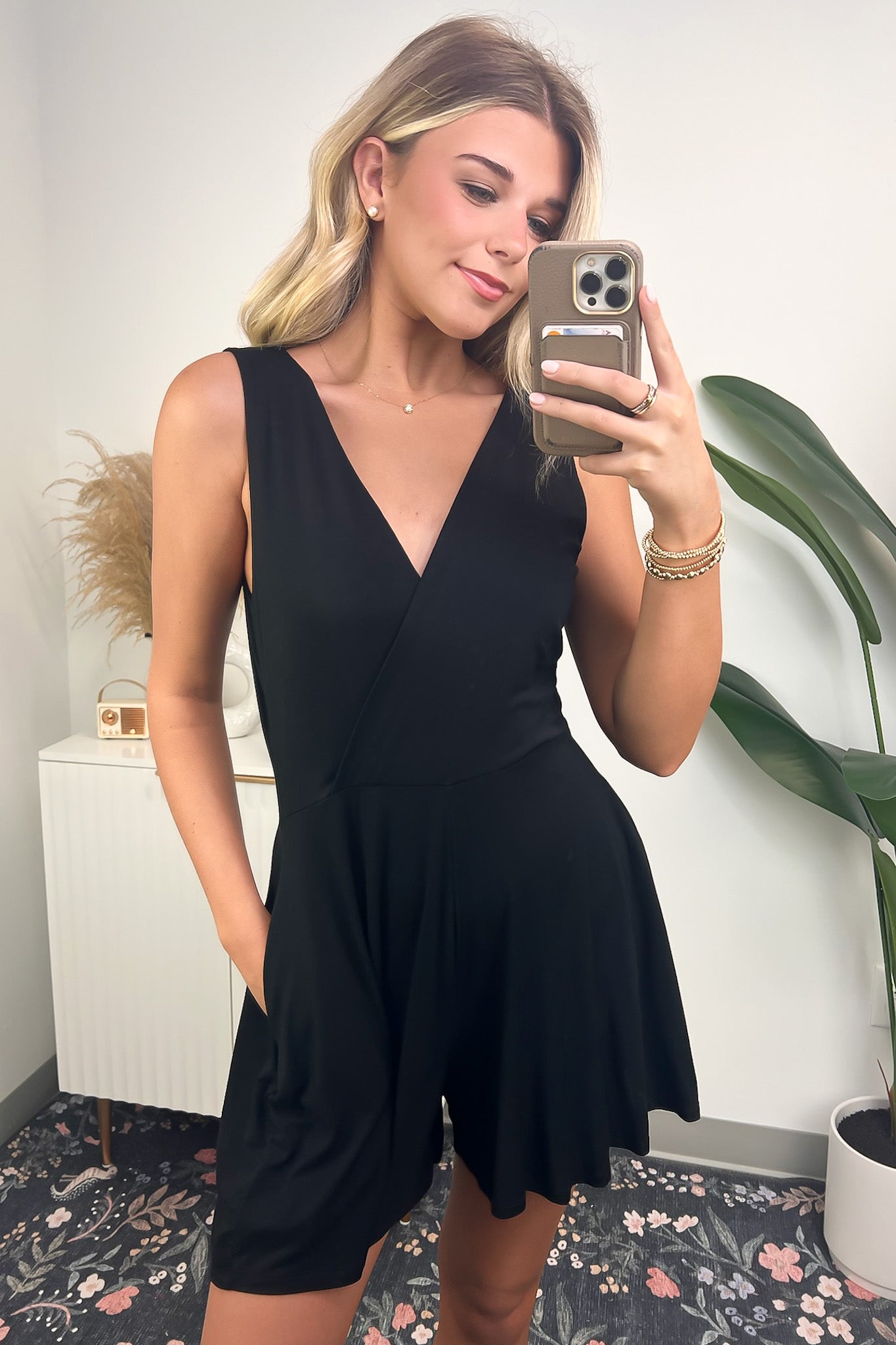 Black / S Charismatic Entrance Surplice Flowy Romper - BACK IN STOCK - Madison and Mallory