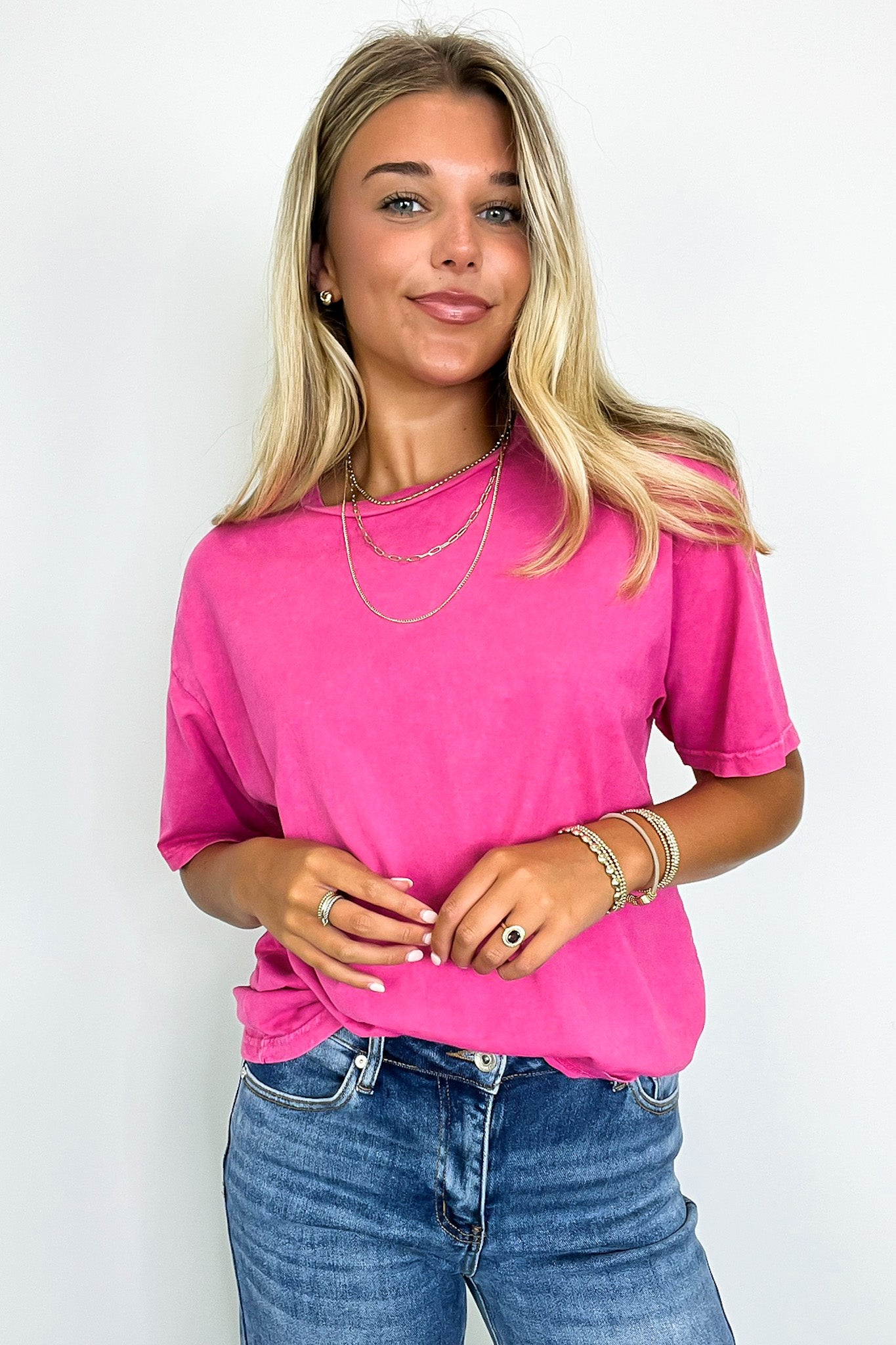 Fuchsia / S Charlena Mineral Wash Top - FINAL SALE - Madison and Mallory