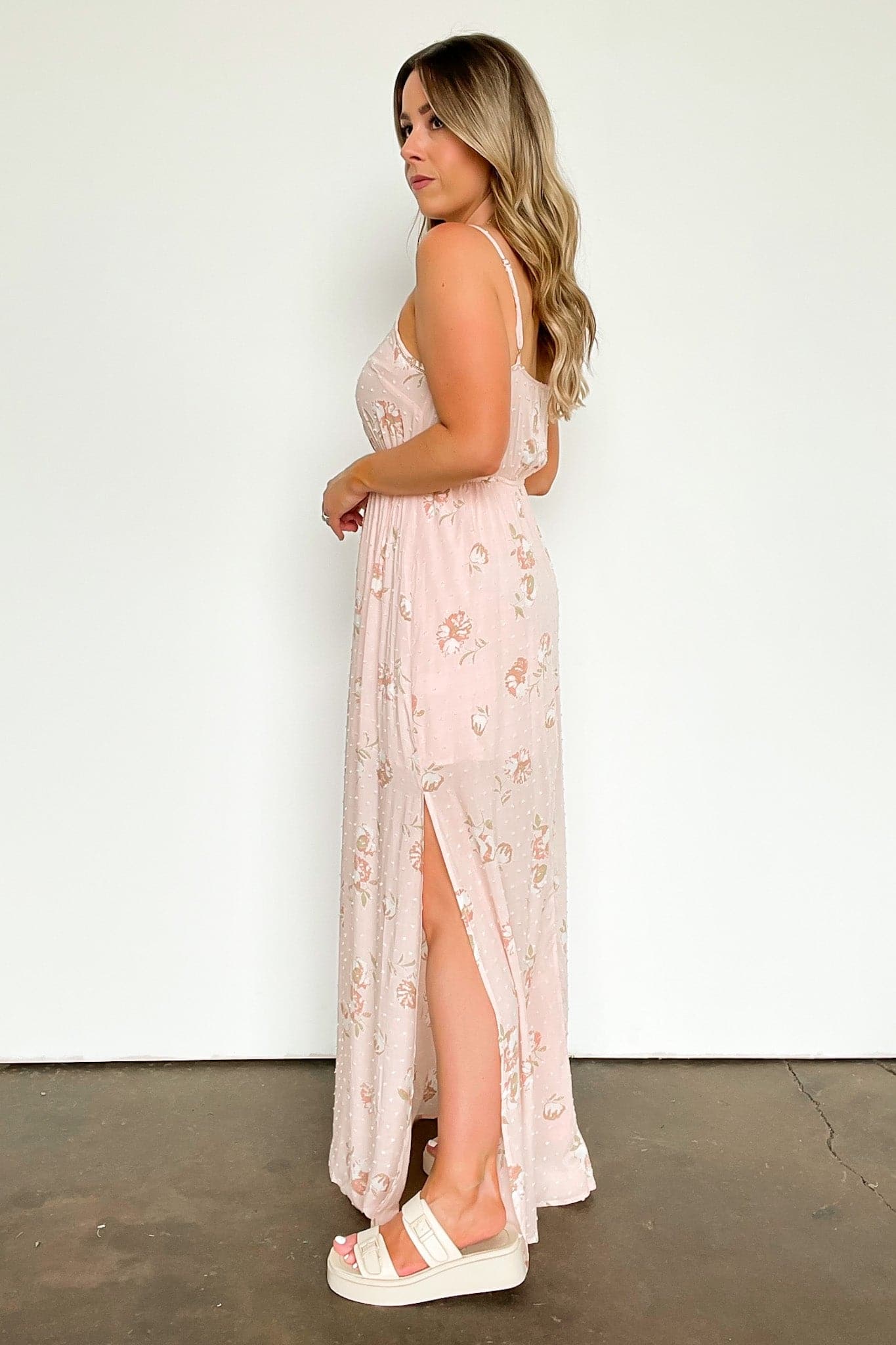  Charming Aesthetic Floral Swiss Dot Maxi Dress - FINAL SALE - Madison and Mallory