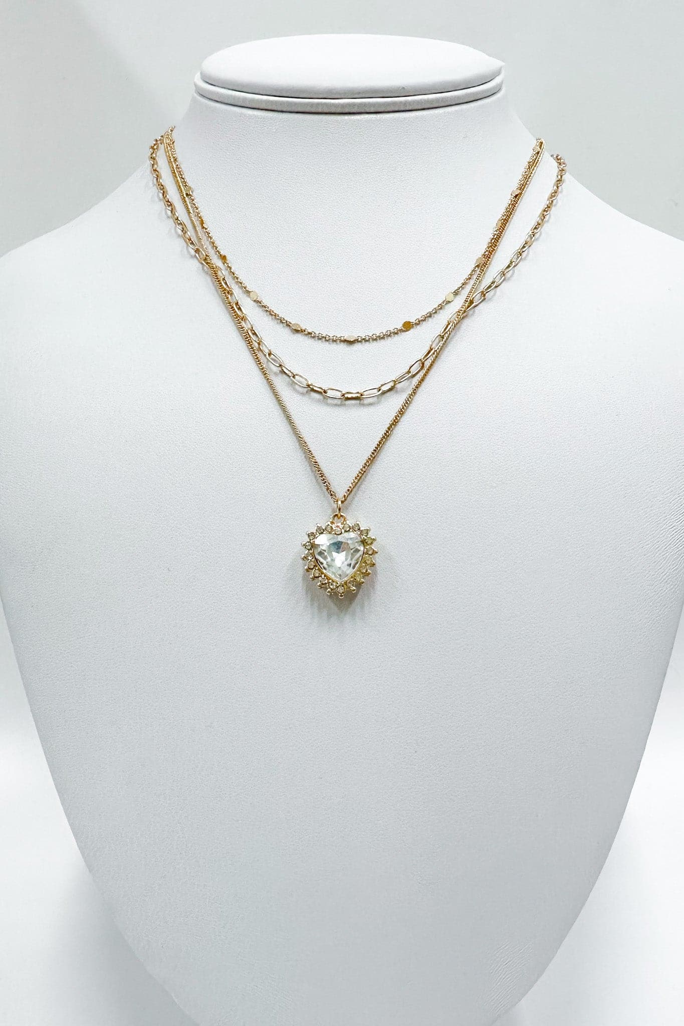  Charming Composure Triple Layer CZ Heart Necklace - Madison and Mallory