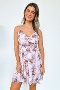 S / Beige Charming Ideal Floral Ruched Dress - FINAL SALE - Madison and Mallory