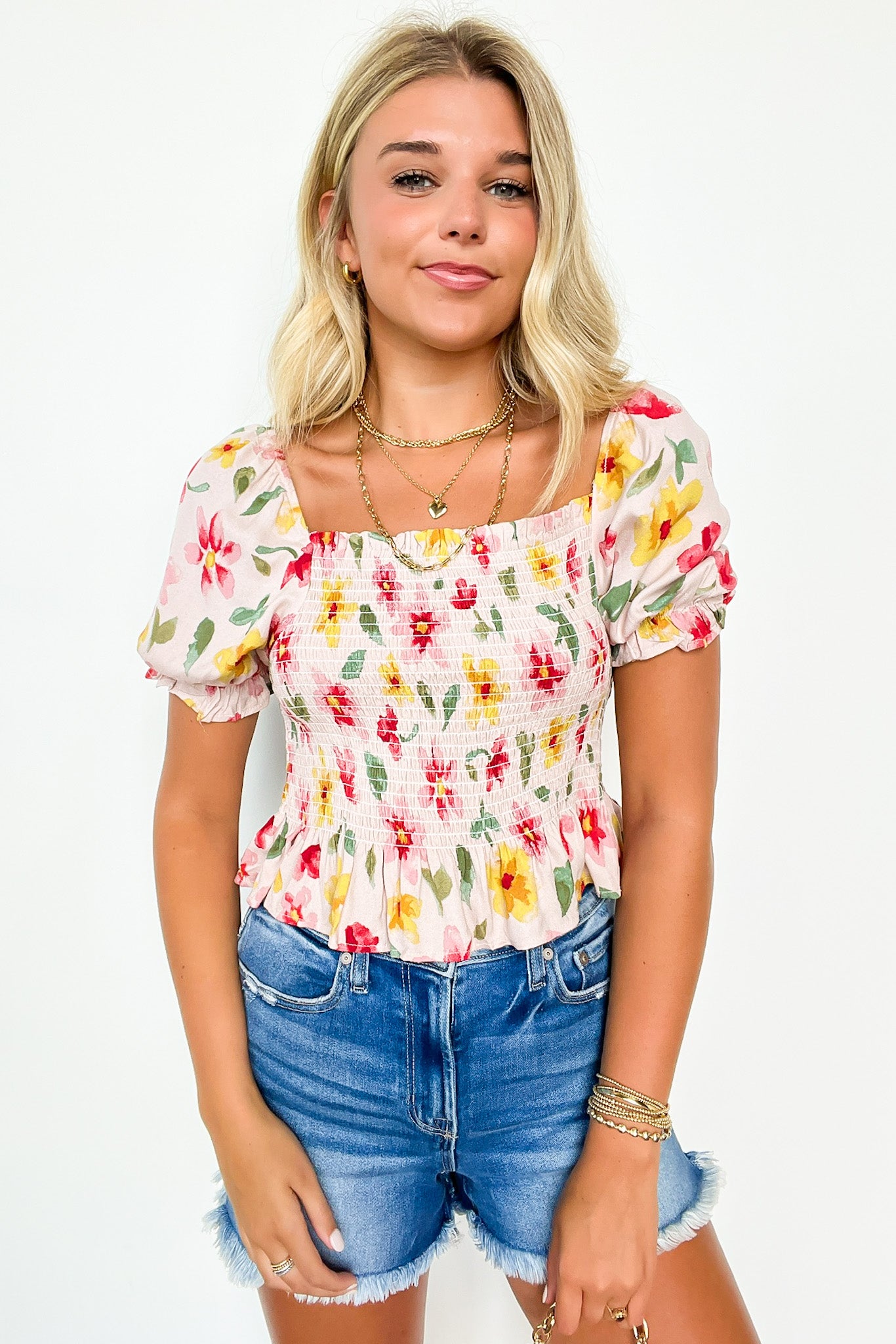  Charmingly Sweet Floral Smocked Top - FINAL SALE - Madison and Mallory