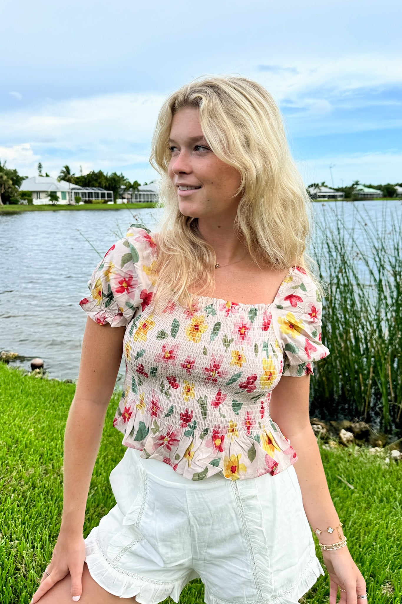  Charmingly Sweet Floral Smocked Top - FINAL SALE - Madison and Mallory