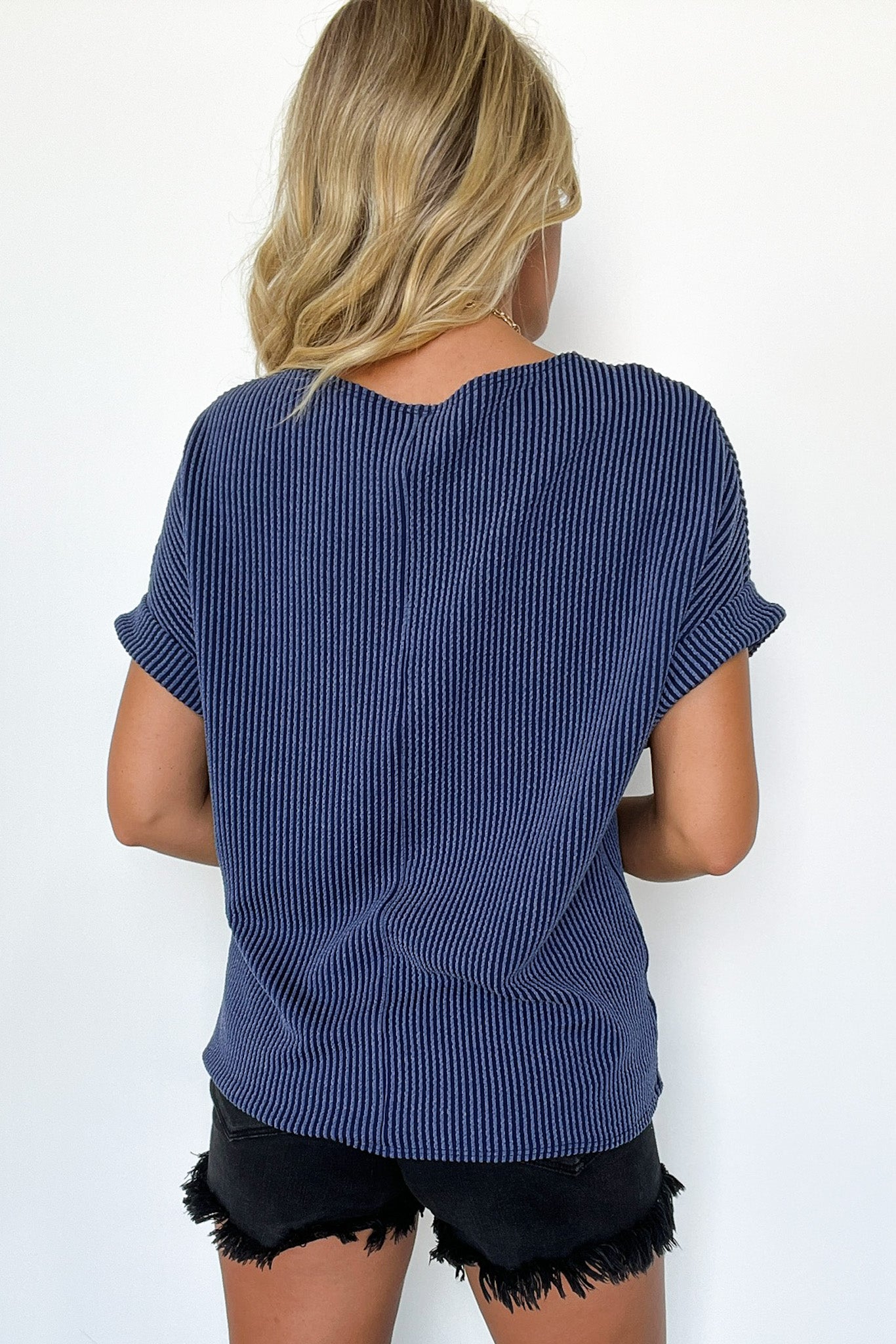  Chasing Sunsets Rib Knit Rolled Cuff Top - FINAL SALE - Madison and Mallory