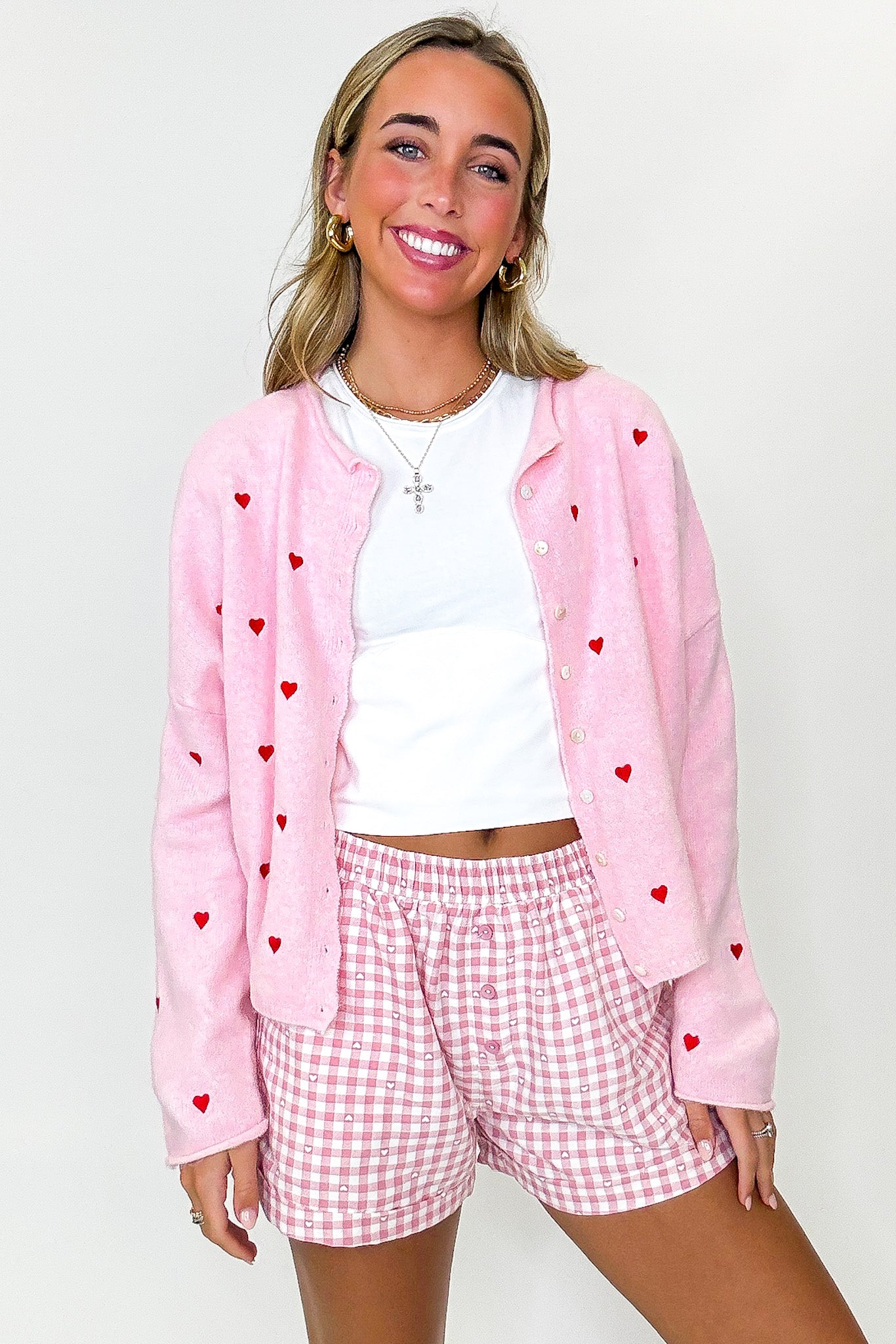 Check & Charm Heart Plaid Shorts · Madison + Mallory