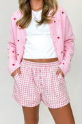 Cream/Pink Plaid / S Check & Charm Heart Plaid Shorts - Madison and Mallory