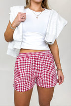 White/Red Plaid / S Check & Charm Heart Plaid Shorts - FINAL SALE - Madison and Mallory