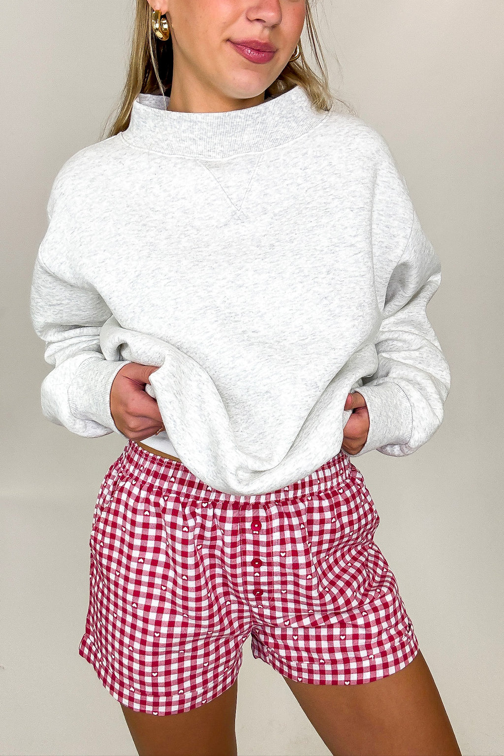 Check & Charm Heart Plaid Shorts - Madison and Mallory