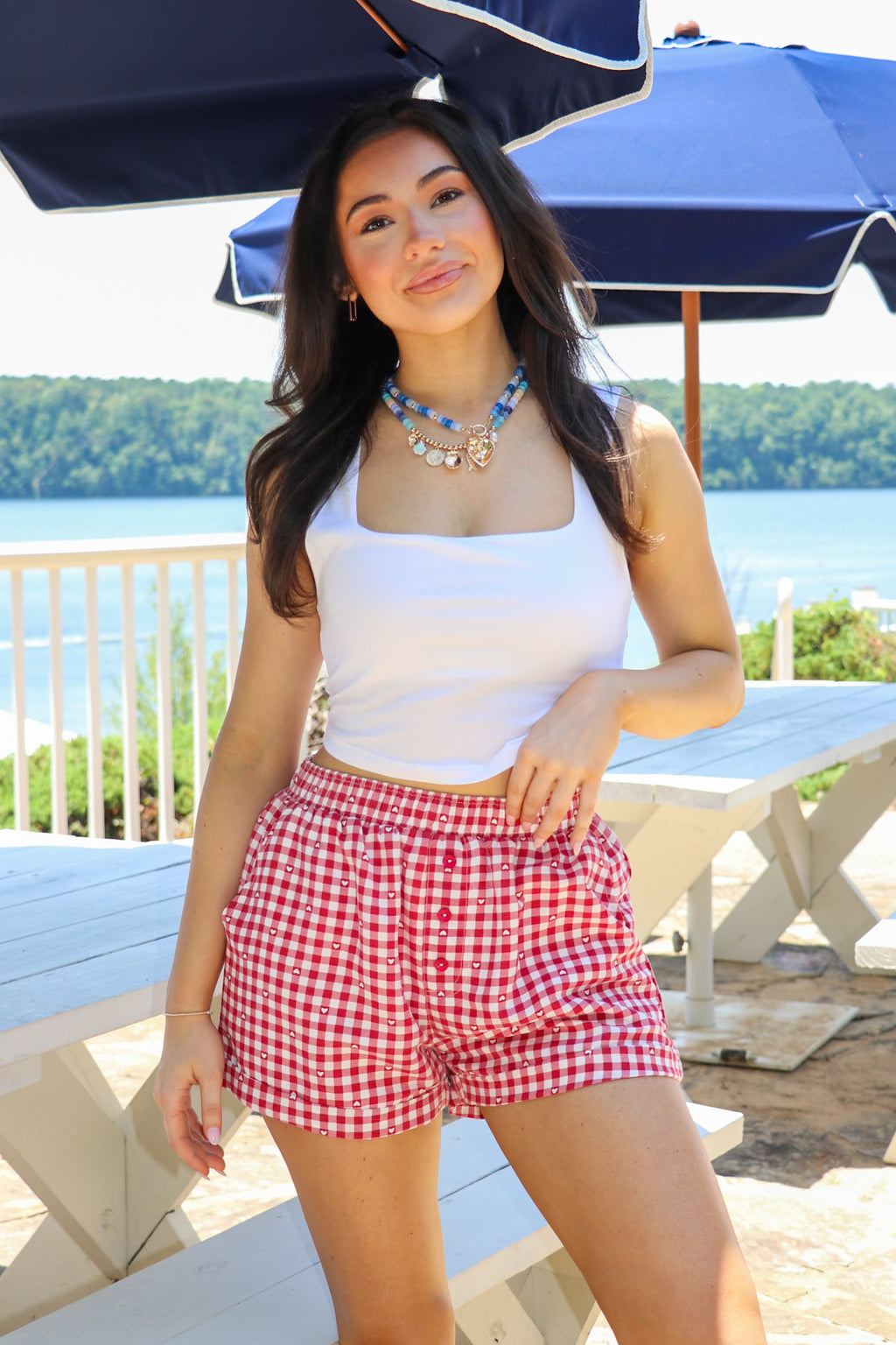Check & Charm Heart Plaid Shorts - Madison and Mallory