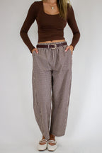 Espresso/White / S Checkered Charm Gingham Pants - Madison and Mallory