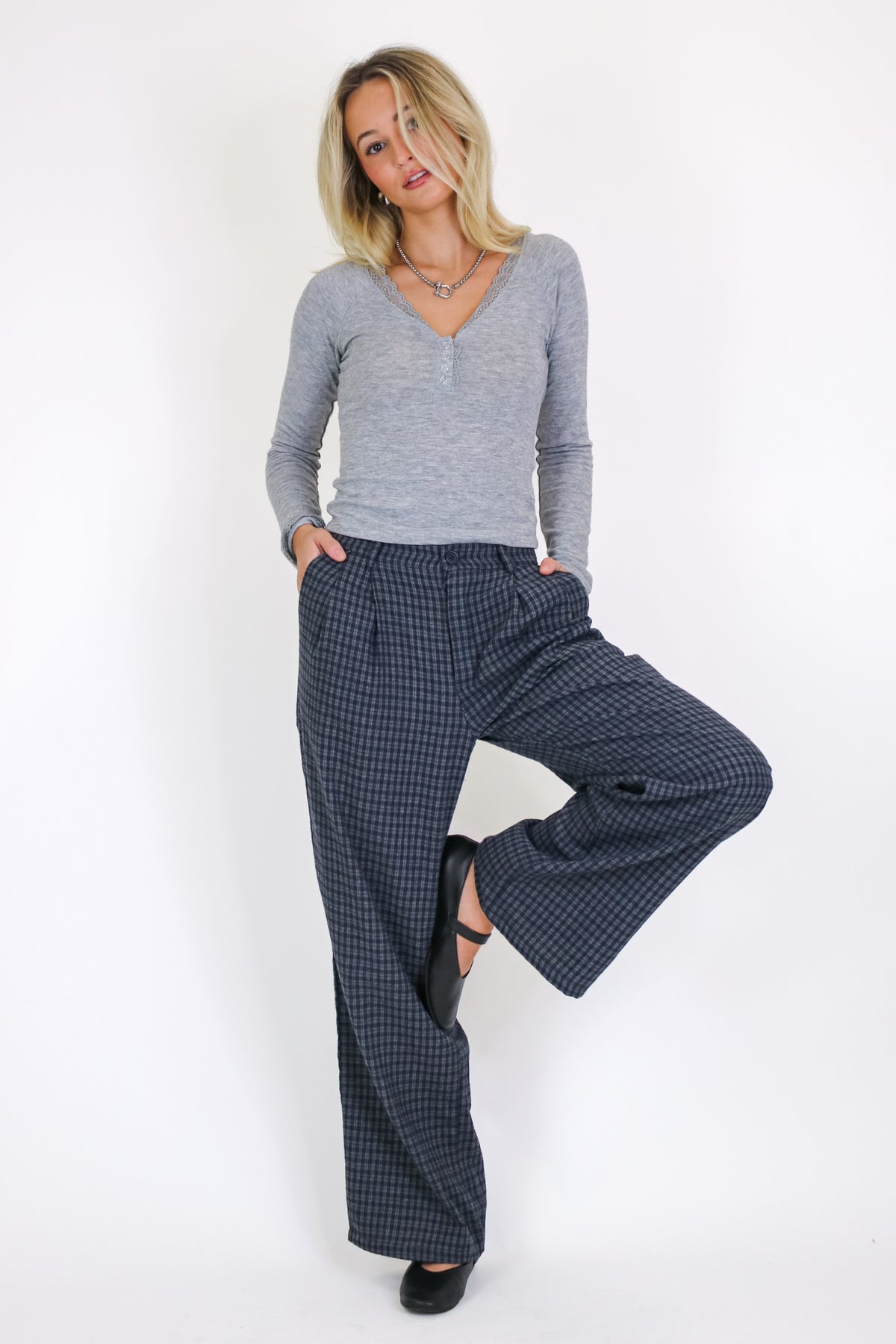Chelsea Plaid Wide Leg Trousers