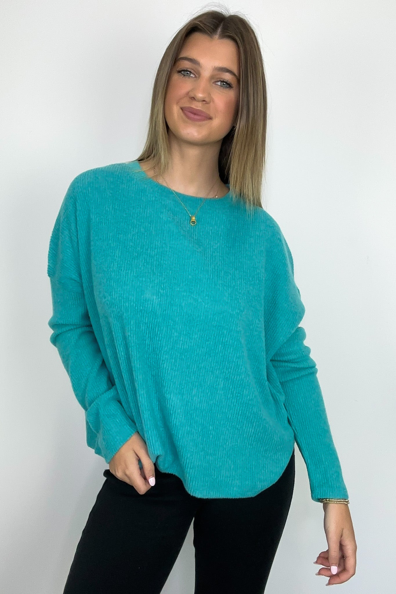 Light Teal / SM Cherilyn Ribbed Dolman Sleeve Top - BACK IN STOCK - Madison and Mallory