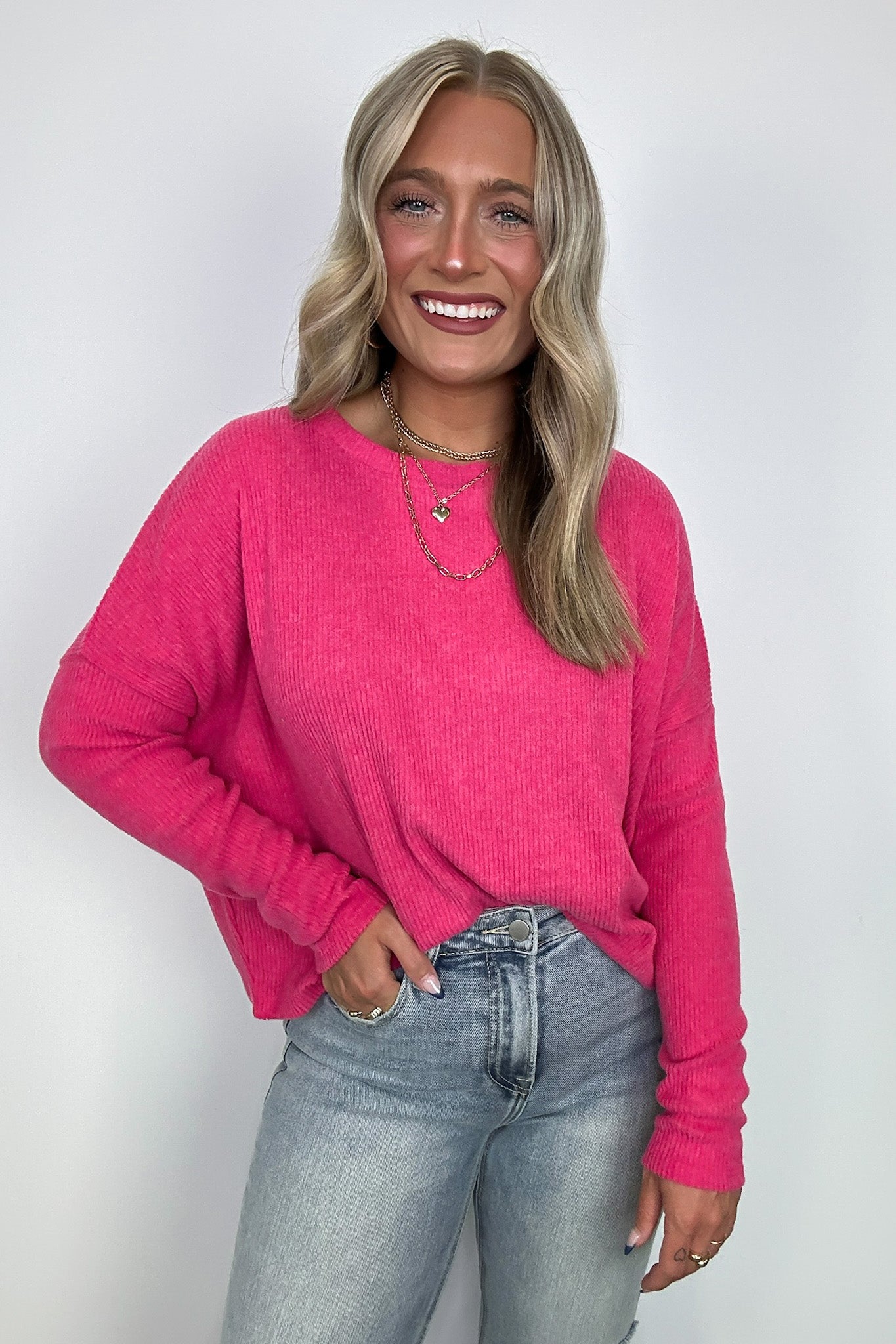 Fuchsia / SM Cherilyn Ribbed Dolman Sleeve Top - BACK IN STOCK - Madison and Mallory