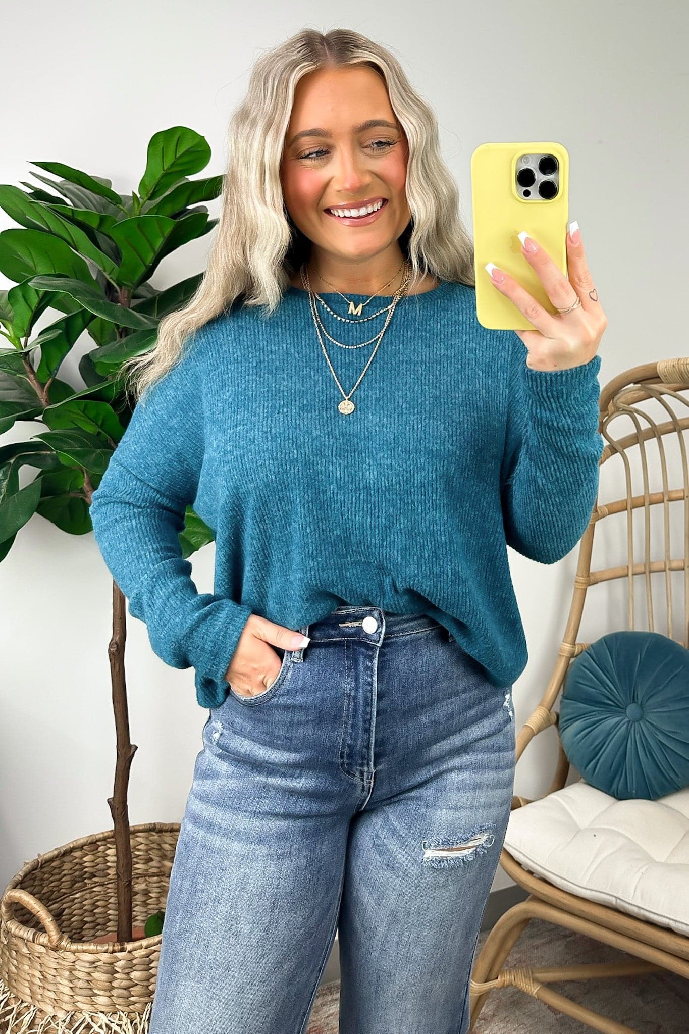 Teal / SM Cherilyn Ribbed Dolman Sleeve Top - BACK IN STOCK - Madison and Mallory