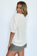 Cherry Kiss Graphic Knit Bubble Sleeve Sweater - Madison and Mallory