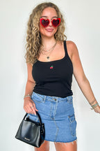 Black / S Cherry on Top Detail Tank Top - FINAL SALE - Madison and Mallory