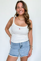 Off White / S Cherry on Top Detail Tank Top - FINAL SALE - Madison and Mallory