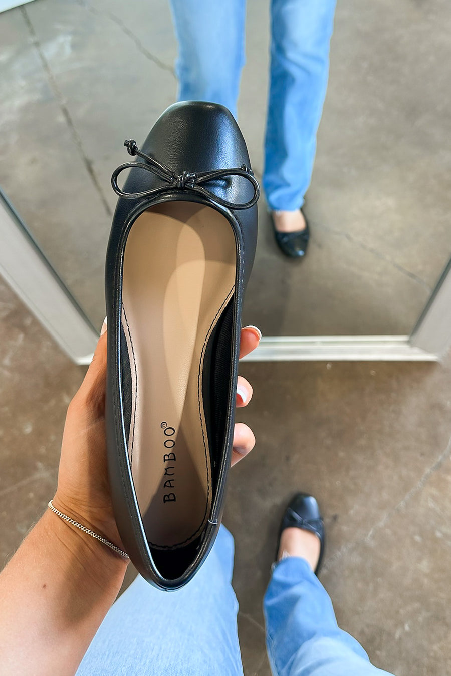 Black / 5.5 Chic Mindset Bow Accent Ballet Flats - Madison and Mallory