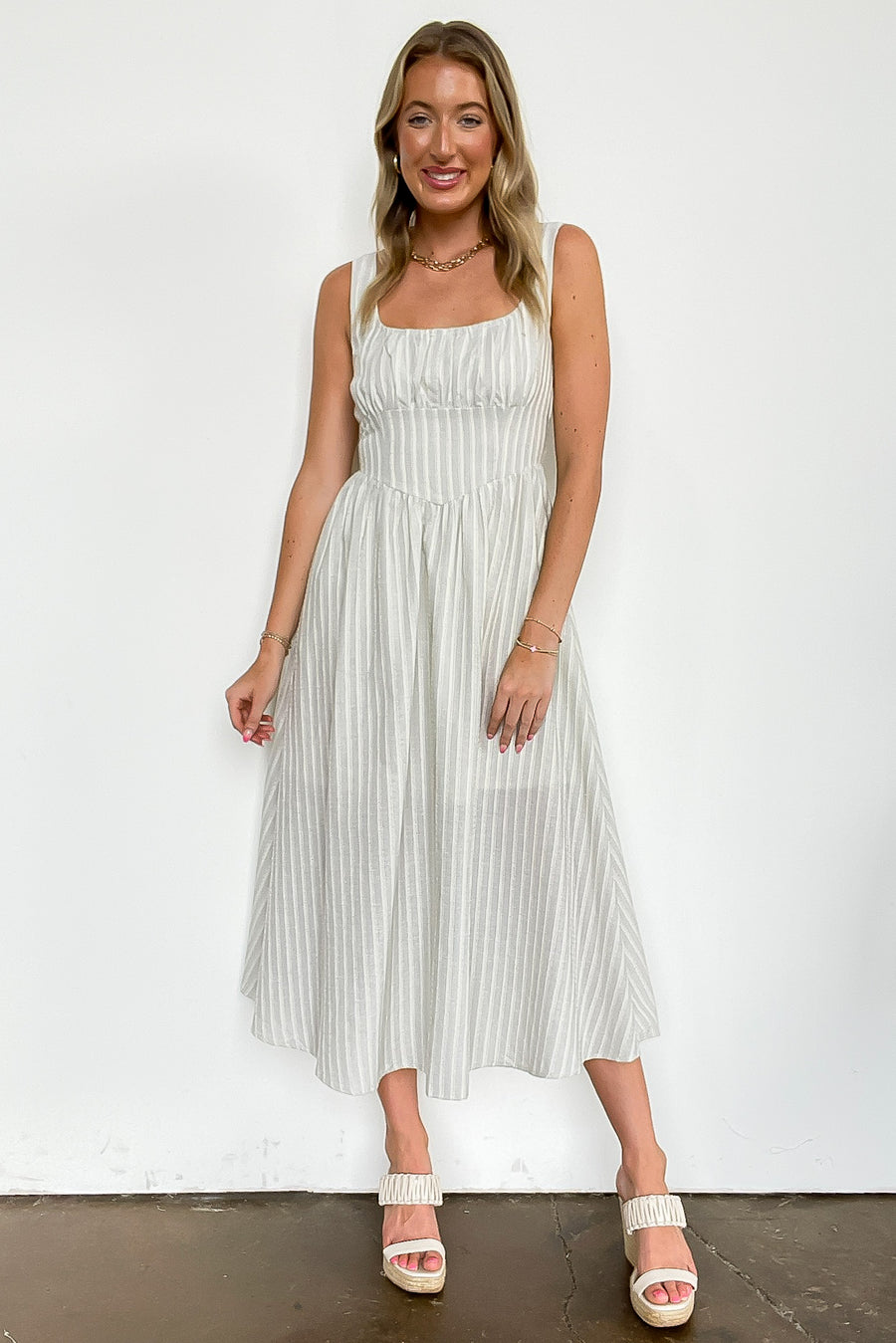 S / Black Chicline Stripe Midi Dress - Madison and Mallory