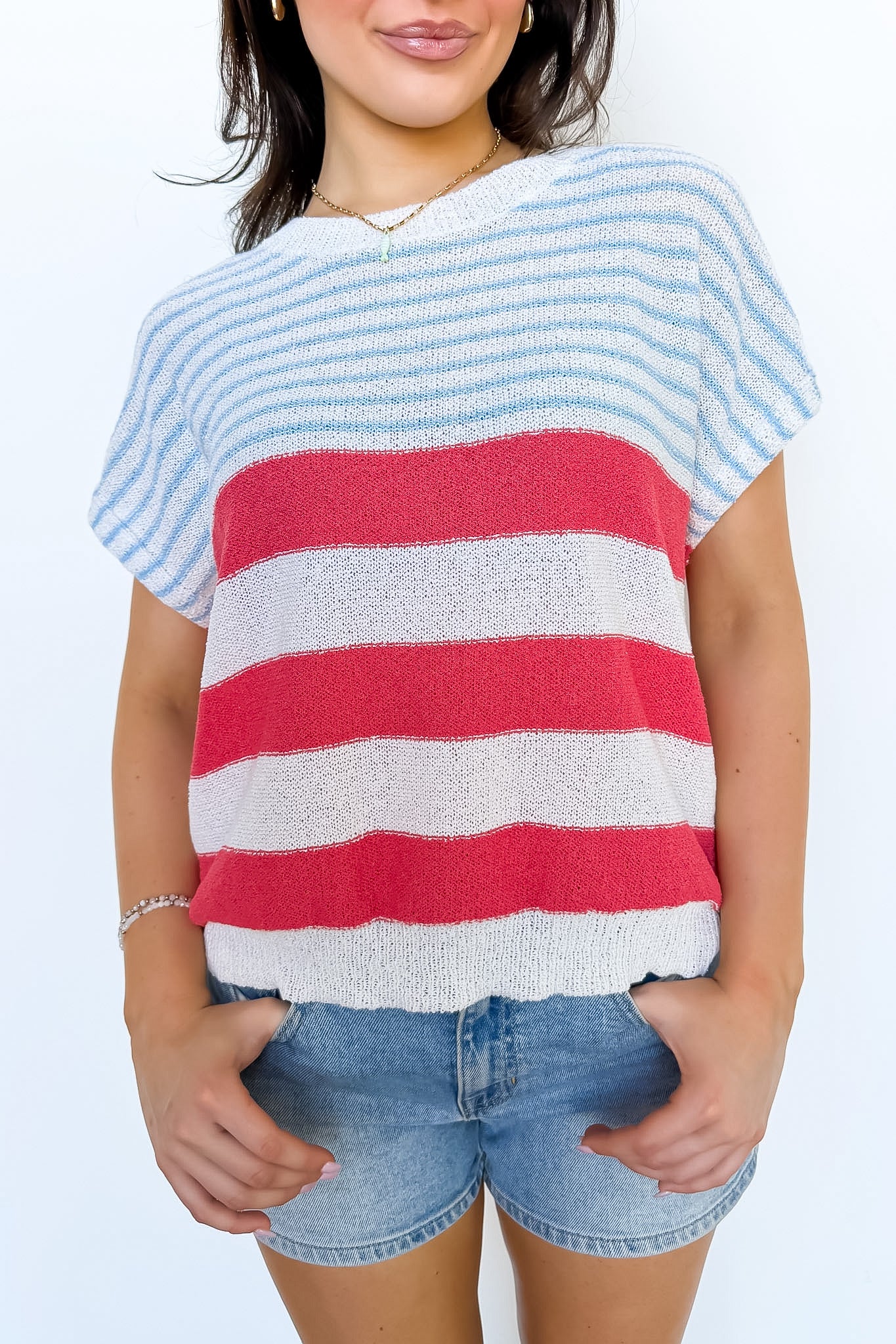 Chroma Thread Multicolor Striped Sweater Top