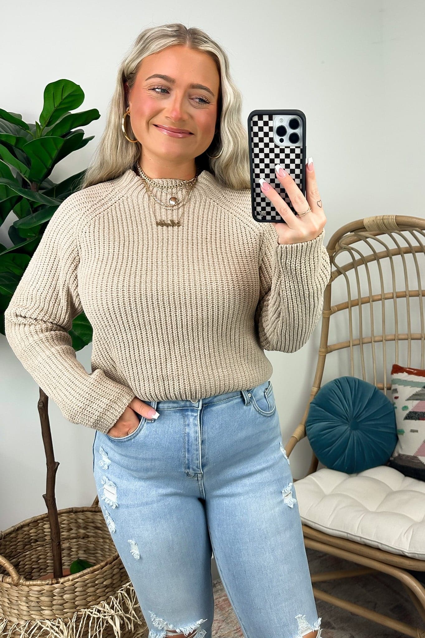 Khaki / S Clarasie Knit Pullover Sweater - FINAL SALE - Madison and Mallory
