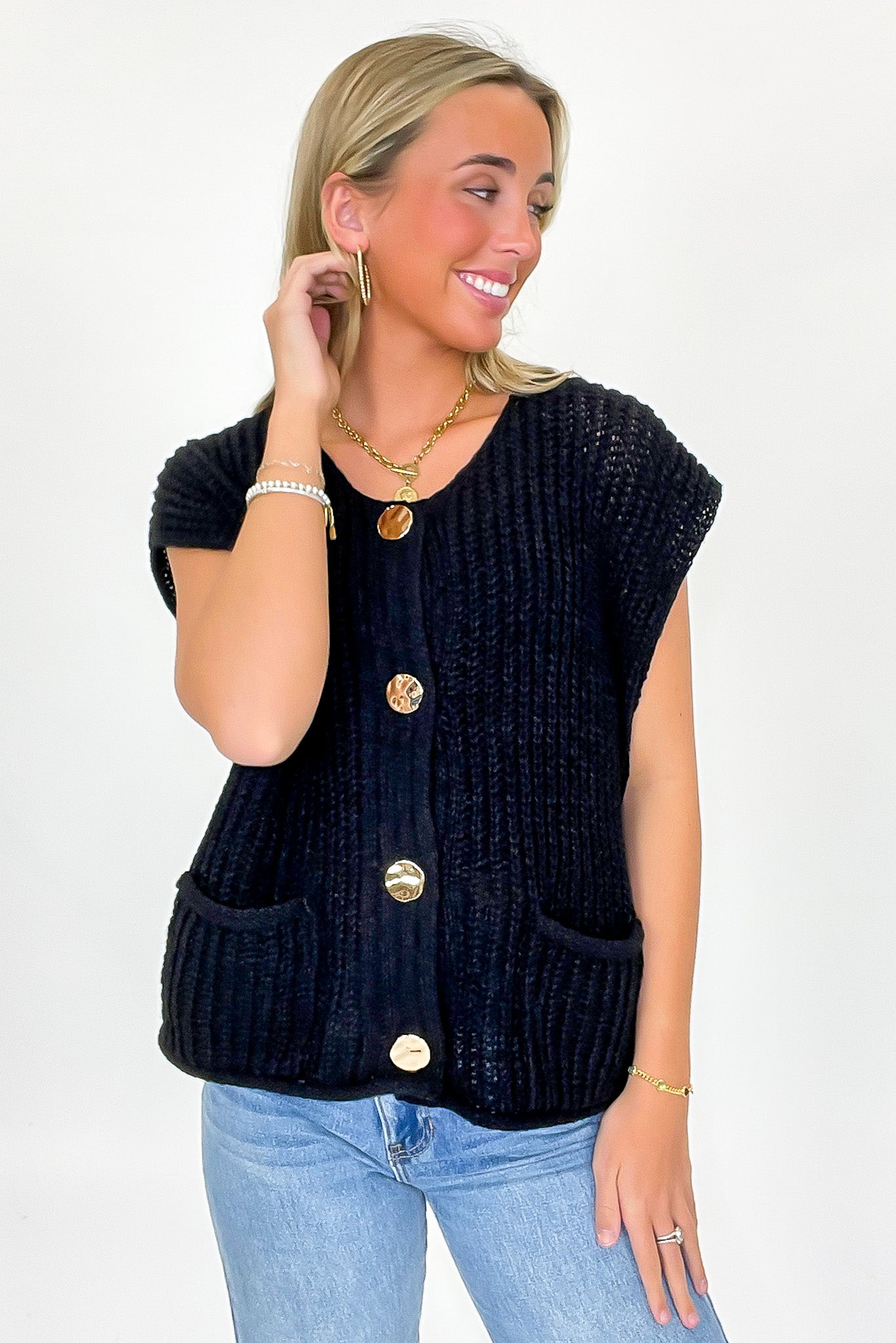 Classic Charm Button Down Sweater Vest - Madison and Mallory