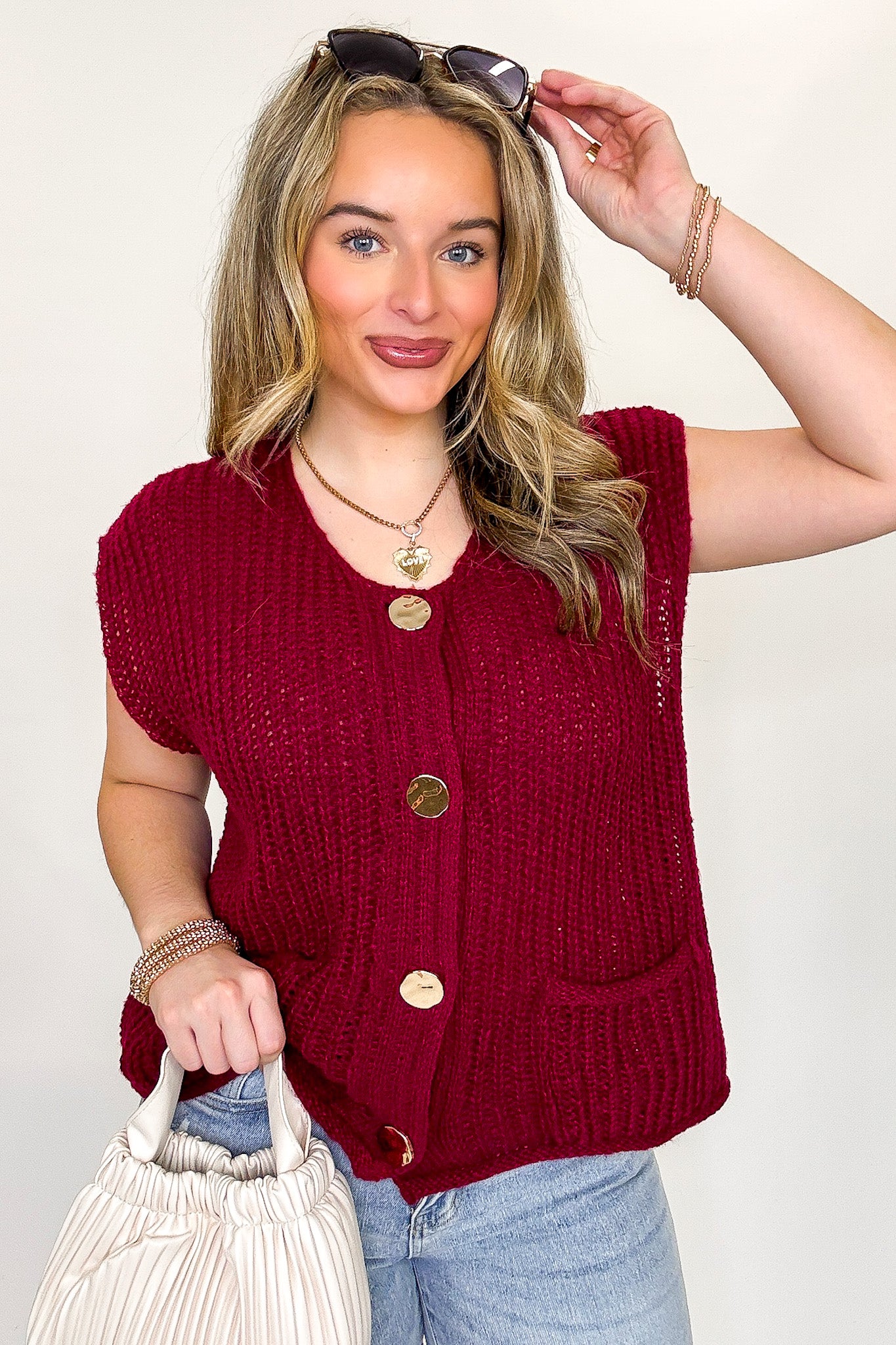 Classic Charm Button Down Sweater Vest - Madison and Mallory