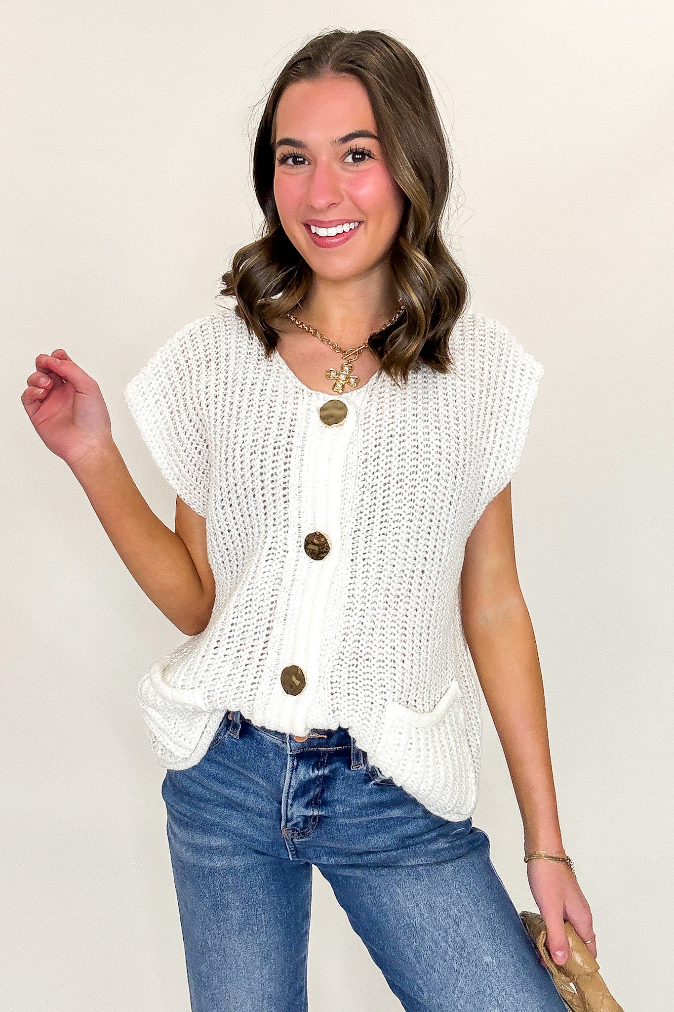 Classic Charm Button Down Sweater Vest - Madison and Mallory