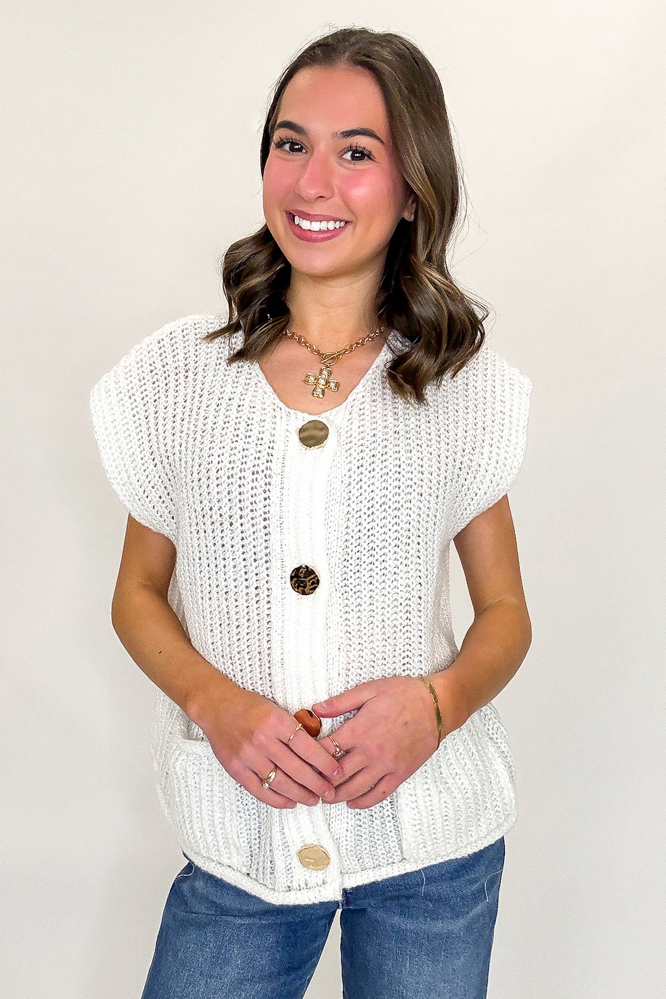 Classic Charm Button Down Sweater Vest - Madison and Mallory