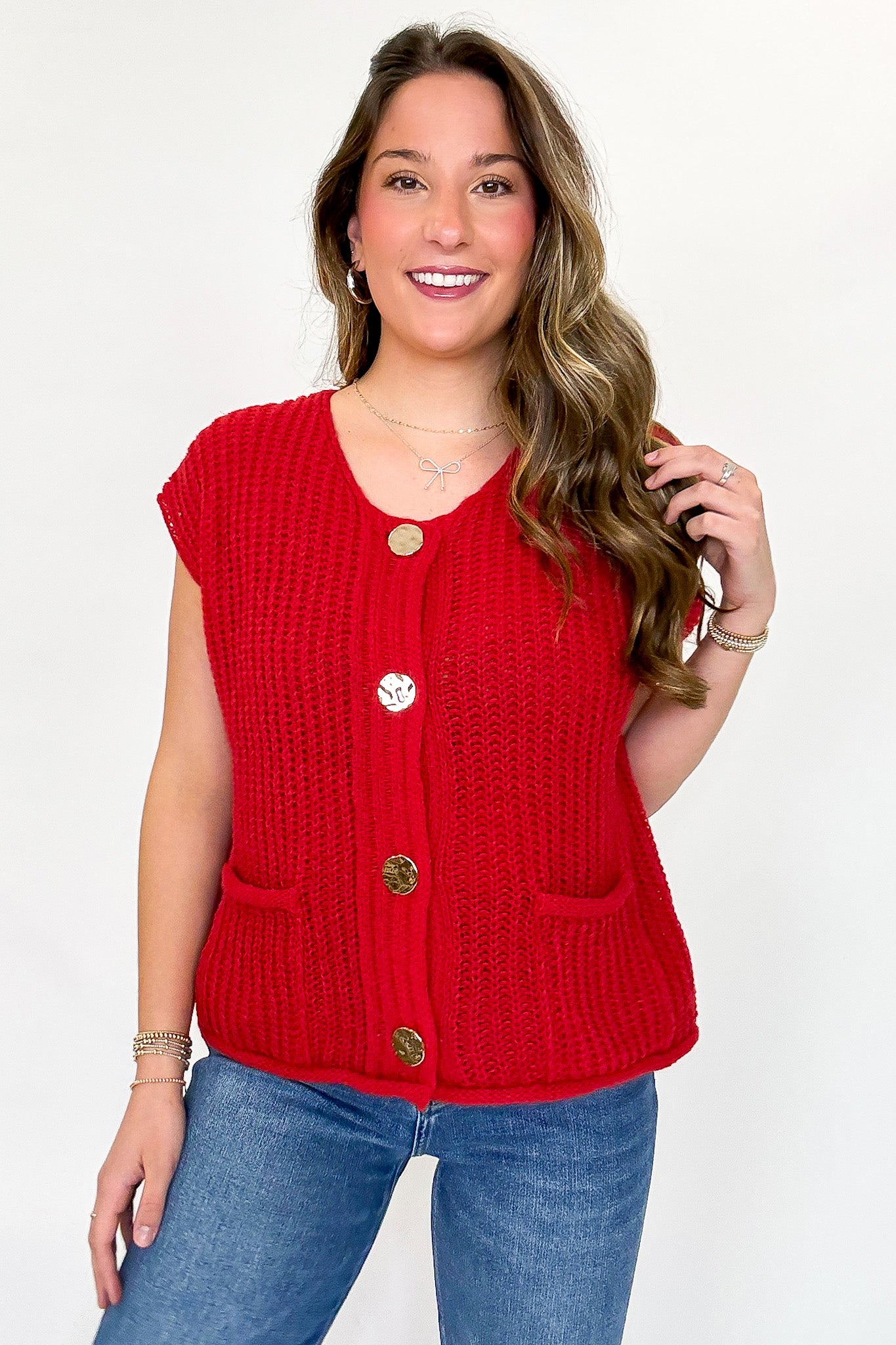 Classic Charm Button Down Sweater Vest - Madison and Mallory