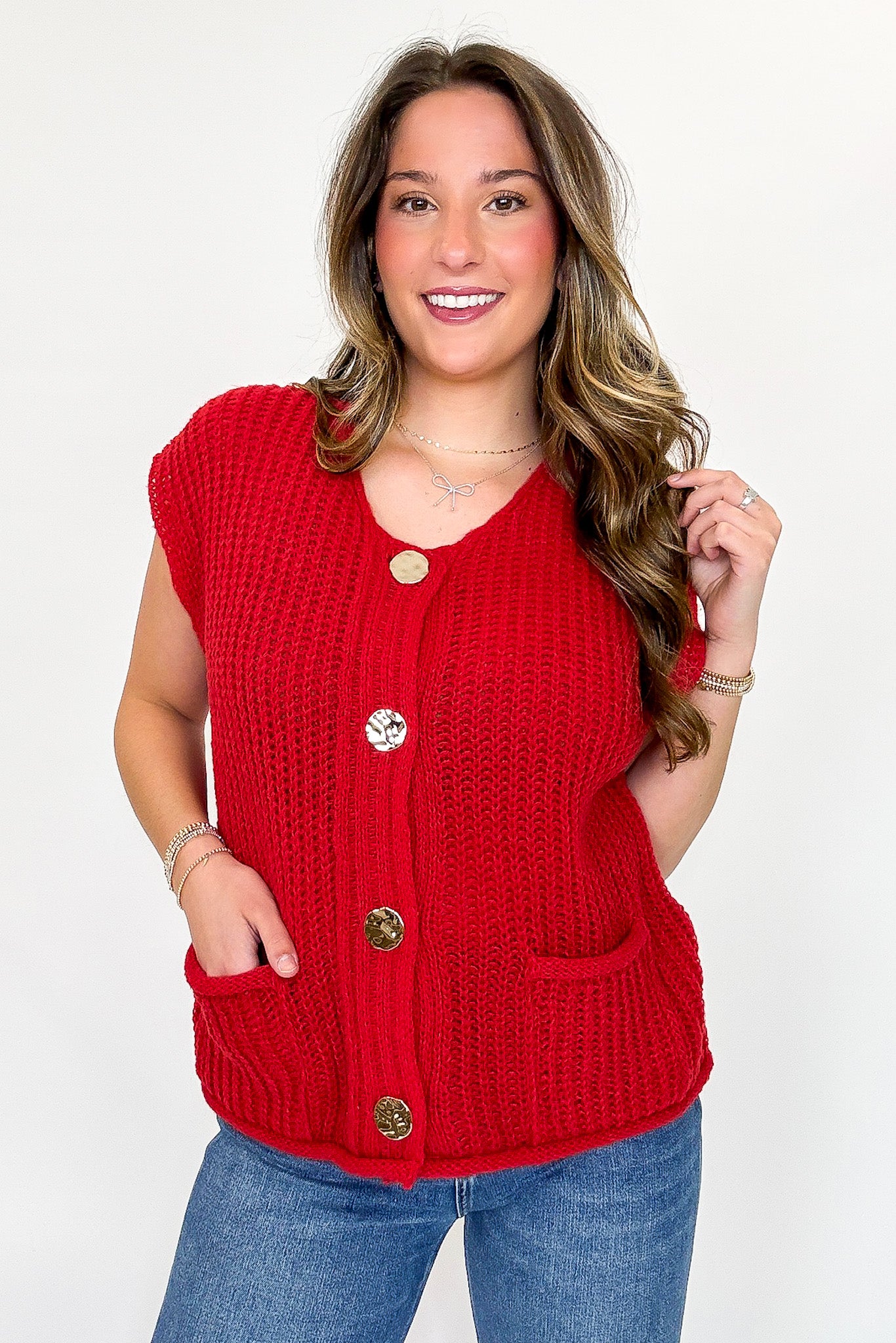 Classic Charm Button Down Sweater Vest - Madison and Mallory
