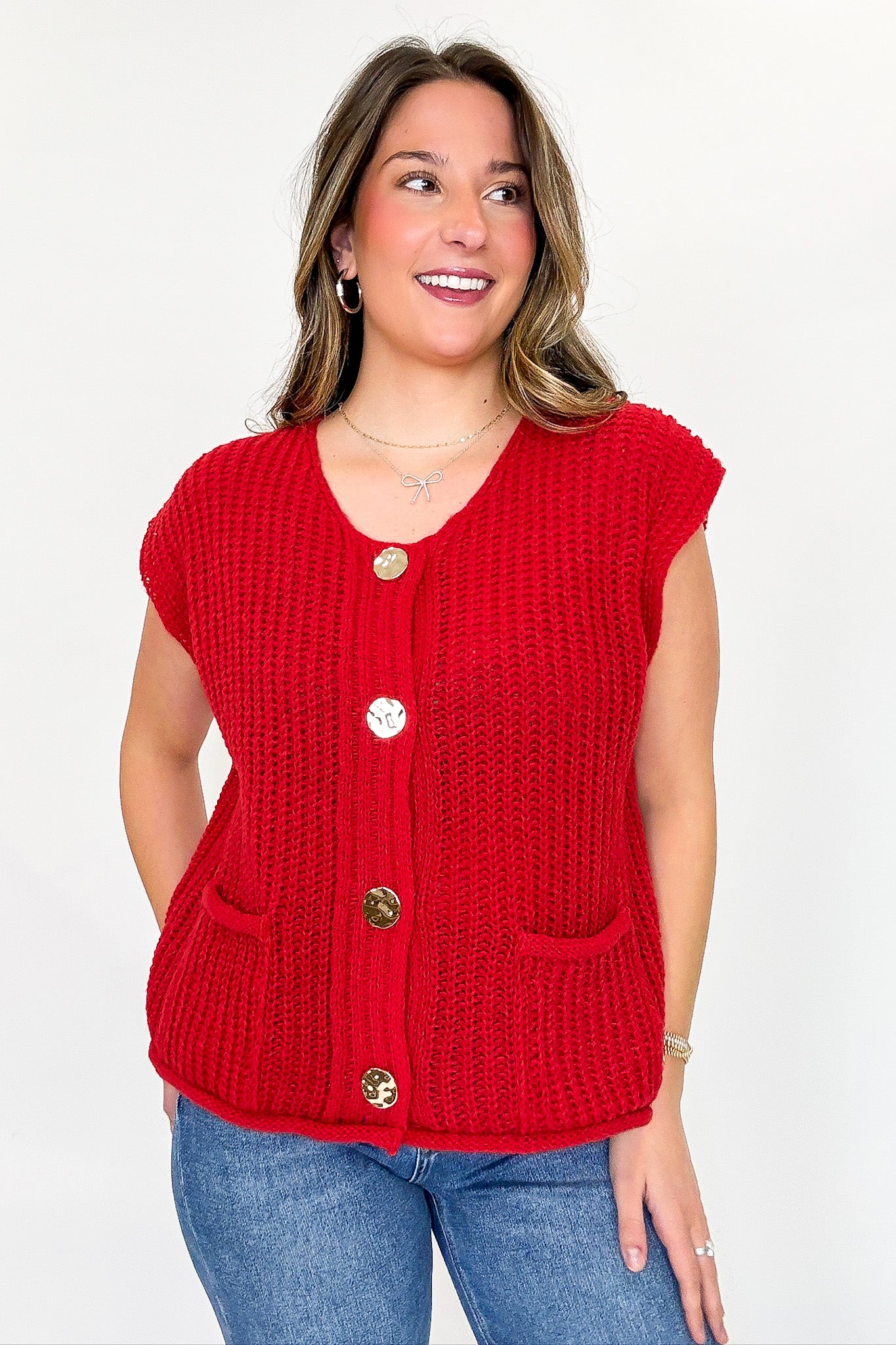 Ruby / S Classic Charm Button Down Sweater Vest - Madison and Mallory