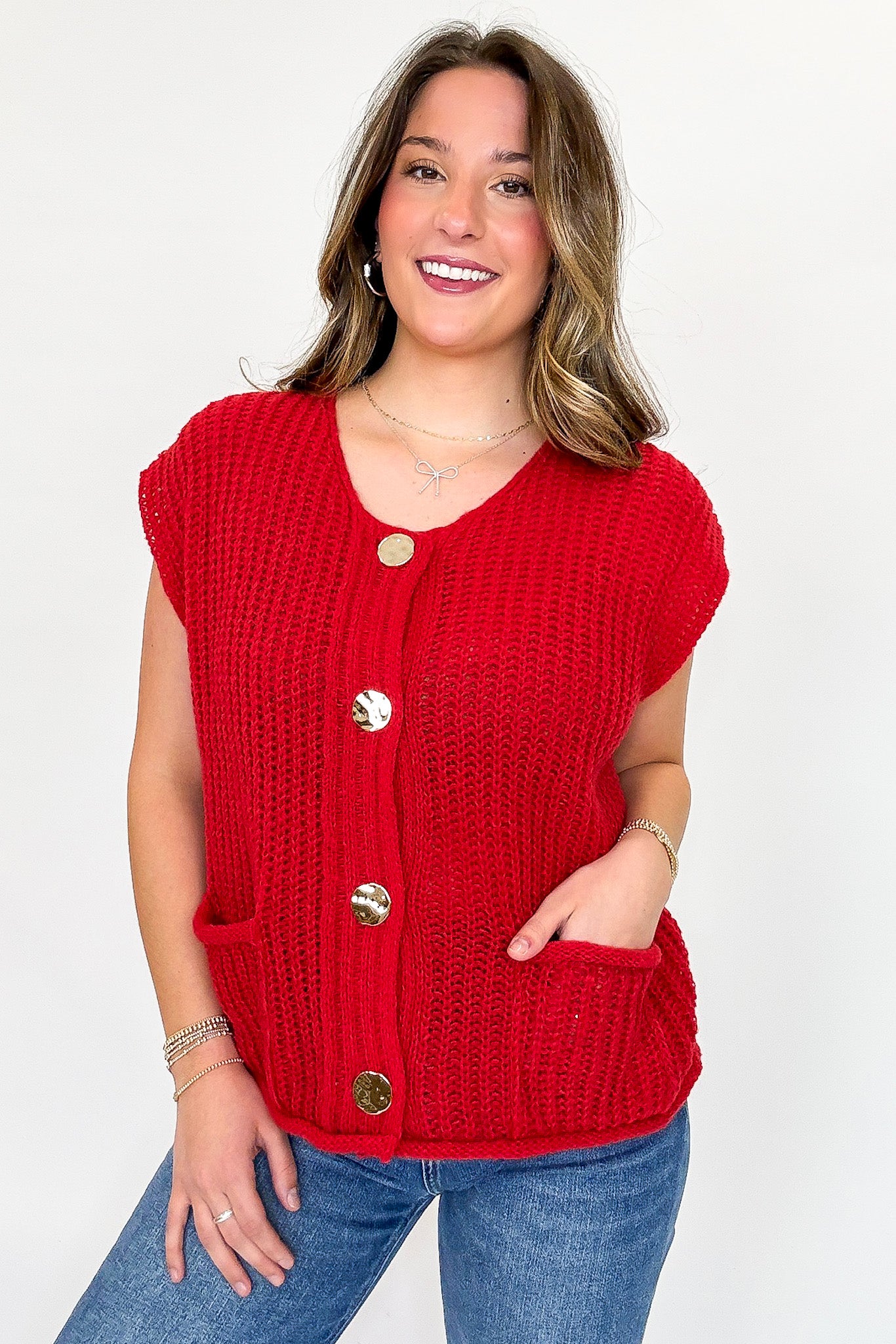 Classic Charm Button Down Sweater Vest - Madison and Mallory