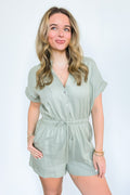 Sage / S Classic Necessity Button Down Romper - FINAL SALE - Madison and Mallory