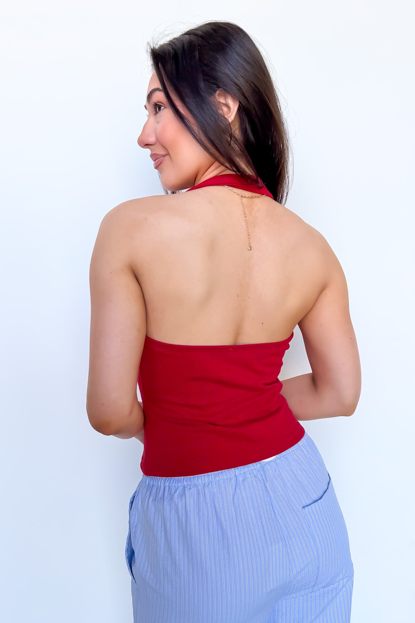 Classic Americana Flag Embroidered Halter Tank Top - Madison and Mallory