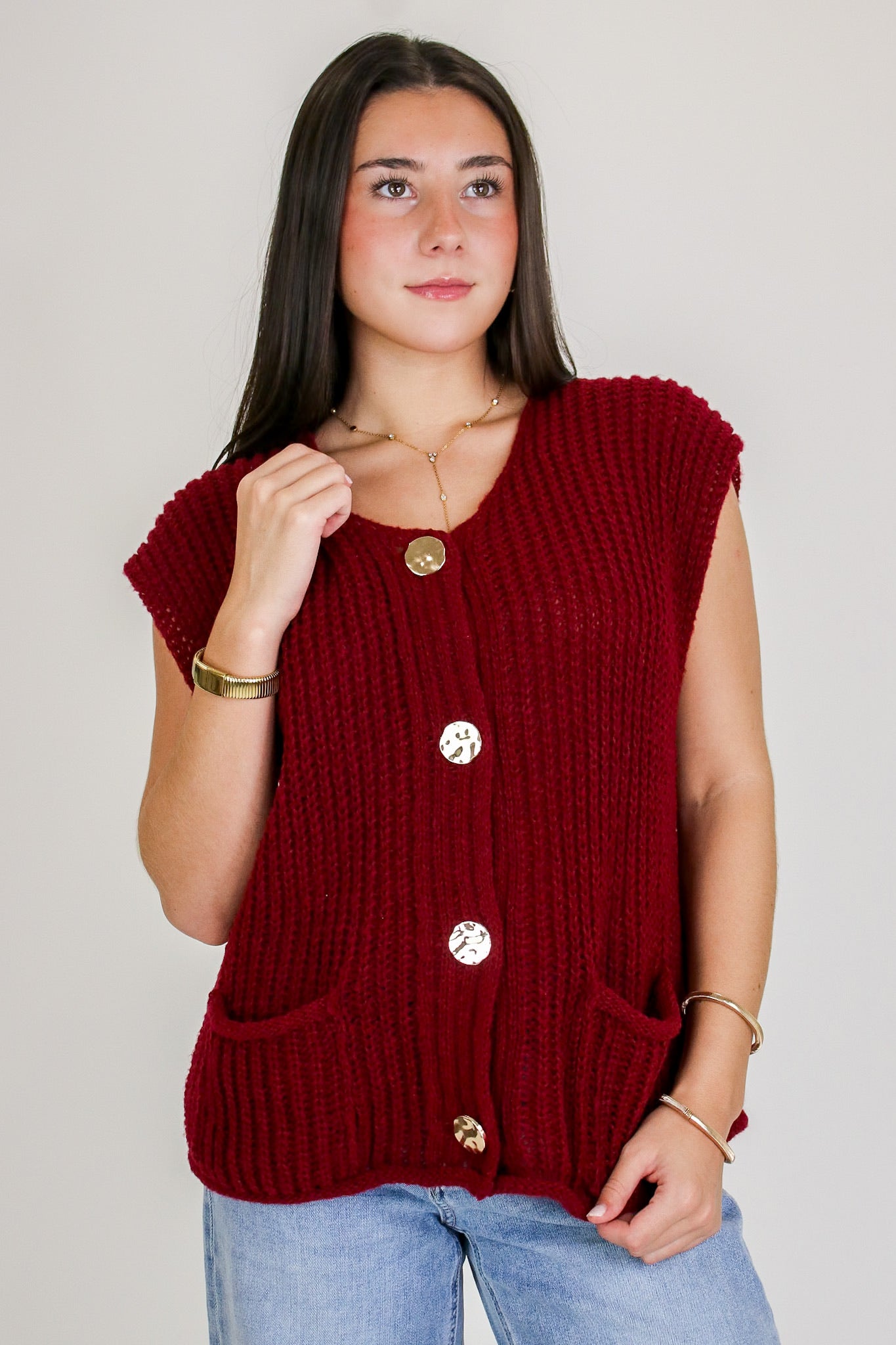 Classic Charm Button Down Sweater Vest